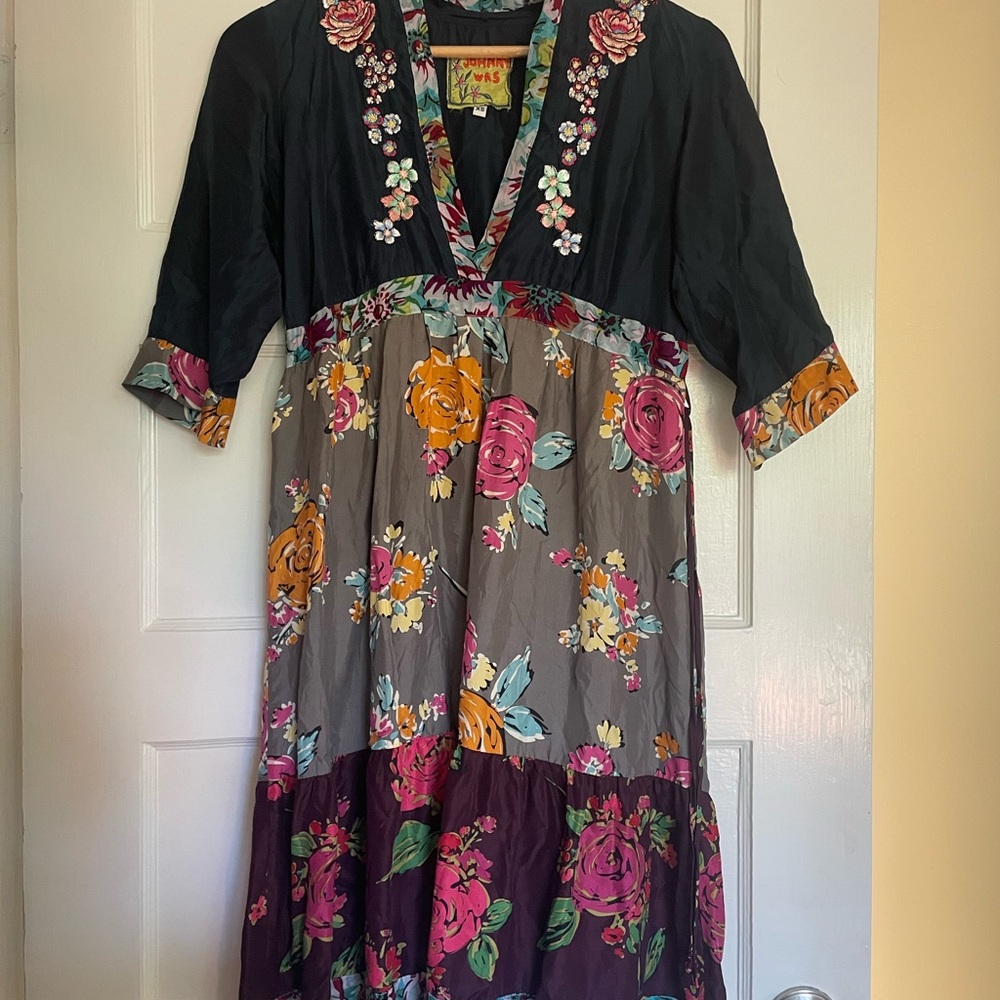 Never worn Johnny Was floral v-neck dress